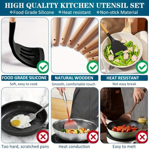 43-teiliges Set, Silikon-Kochutensilien-Set, Hitzebeständige Küchenutensilien – Bild 6