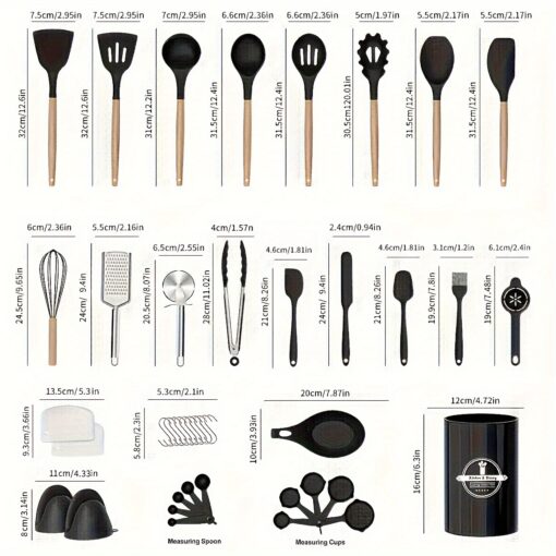 43-teiliges Set, Silikon-Kochutensilien-Set, Hitzebeständige Küchenutensilien