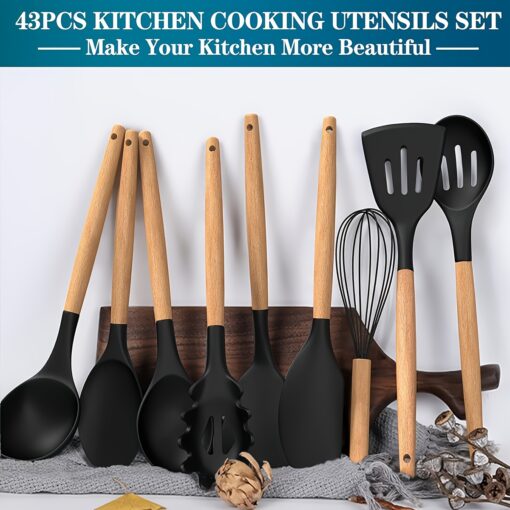 43-teiliges Set, Silikon-Kochutensilien-Set, Hitzebeständige Küchenutensilien – Bild 3