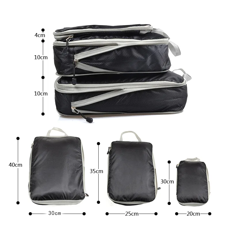 3er Set, faltbare, komprimierbare Reise-Aufbewahrungstaschen aus Nylon – Bild 2